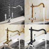 Elkstone Bronze Kitchen Faucet – Dual Handle Mixer with Hot & Cold Water Control
