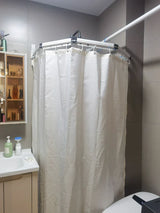 EasyTimes Foldable Shower Curtain Set – Magnetic, Waterproof & No-Drill Telescopic Rod
