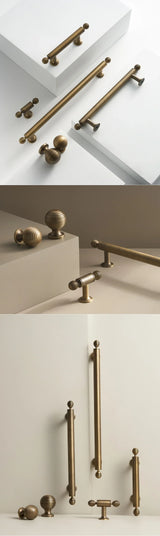 BrassElegance Solid Brass Antique T-Bar Cabinet Handle – Vintage American Furniture Pull