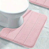 SoftStripe Bathroom U-Shaped Rug – Soft, Non-Slip & Quick-Drying Microfiber Mat