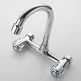 Wall-Mounted Kitchen Faucet with Dual Handles and 360° Rotating Spout