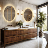 GlowHalo Frameless LED Vanity Mirror – Round Anti-Fog Lighted Bathroom Mirror with Dimmable Touch Control