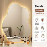 NordiGlow AuraCurve LED Wall Mirror – Scandinavian Irregular Lighted Vanity Mirror for Bathroom, Bedroom & Living Room