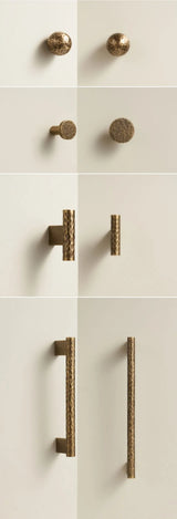 ForgeLuxe Handcrafted Solid Brass Cabinet Handle – Hammered Finish in Matte Gold & Antique Bronze (5.04 in)