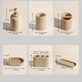 AureliaStone Luxury Limestone Bathroom Set – Toothbrush Holder, Soap Dispenser & Tray