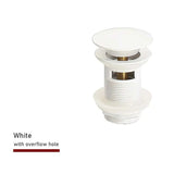 FlowLux Solid Brass Pop-Up Bathroom Sink Drain – Push-Down Stopper with Overflow Option (2.6” Universal Fit)
