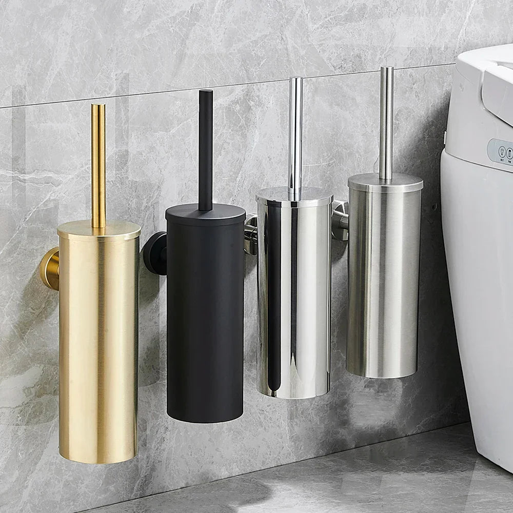 SteelGuard Pro Stainless Steel Toilet Brush & Holder Set – Rustproof Modern Bathroom Cleaning System with Hygienic Cup Design