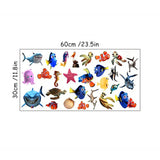 AquaKids 3D Ocean Animal Wall Stickers – Fun & Safe Kids’ Bathroom and Wall Decor with Nemo, Starfish, Turtle & Shark