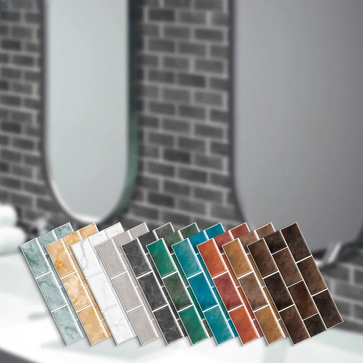 RetroBrick – 6-Piece Self-Adhesive Retro Brick Wall Sticker Set (30x15 cm / 11.8"x5.9")