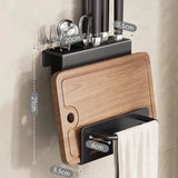 ChefSpace Wall-Mounted Knife Holder with Cutting Board Storage – Stainless Steel | Space-Saving Kitchen Organizer