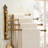 Aurora Brushed Gold Towel Bar – Foldable Aluminum, <20 Inches, Antique Engraved