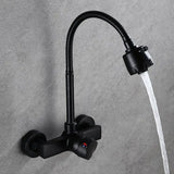 Wall-Mounted Kitchen Faucet with Flexible Spout, 360° Rotation and Dual Spray Function