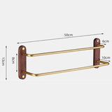 DualLux Double Towel Bar – 19.7–23.6 in | Brushed Aluminum with Black or Gold/Walnut Finish