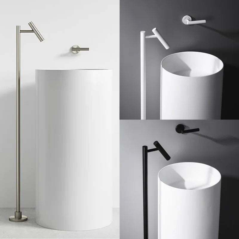 ORVIA Luxury Floor-Mounted Faucet – Tall Designer Bathroom Faucet, Brass, Hot & Cold, Single Handle