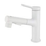 Modern White Pull-Out Bathroom Sink Faucet – Single Handle Brass Basin Mixer