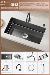 CascadeBlack Luxury Waterfall Undermount Kitchen Sink Set – Black Stainless Steel Single Bowl with Faucet & Soap Dispenser