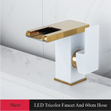 CascadeFlow LuxePlate Waterfall Bathroom Faucet – 2-Hole Single Handle Sink faucet with Deck Plate & Supply Lines
