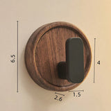 Nurlin Walnut Wood Wall Hook – Black Coat Hook for Keys, Jackets, Towels & Bathroom | No Drilling Required