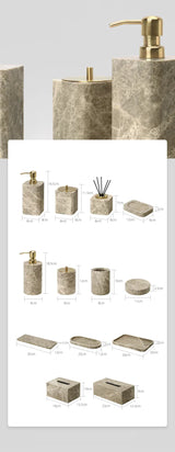 ImperialMarble Emperador Light Bathroom Set – 7-Piece Luxury Natural Marble Collection
