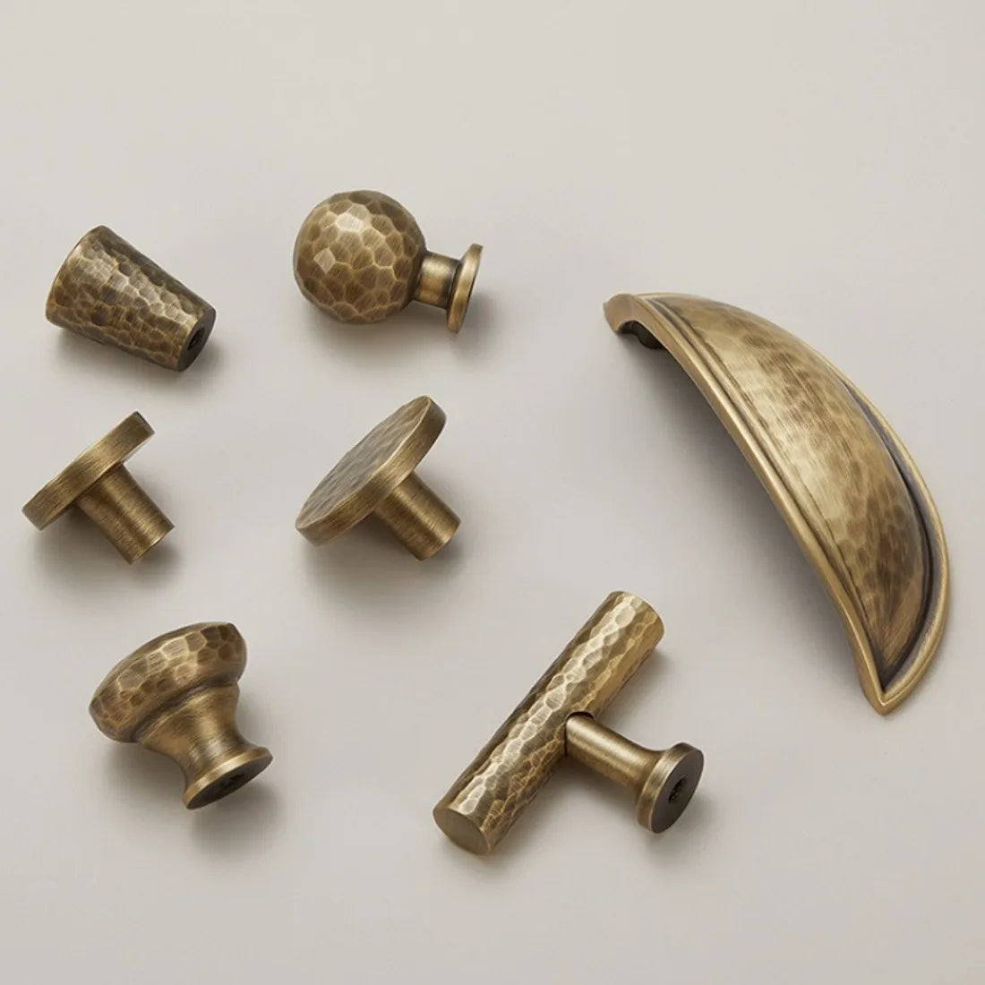 Vintage Hand-Hammered Brass Handles – Bronze Furniture Pulls for Cabinets & Drawers