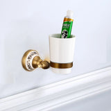 RoyalRetro Antique Brass Bathroom Accessory Set with Ceramic – 5-Piece Vintage Bathroom Collection