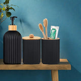 BambooZen 3-Piece Bathroom Counter Set – Plastic & Natural Bamboo