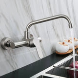 Wall Mounted Stainless Steel Kitchen Faucet with Flexible 360° Swivel Spout and Hot Cold Mixer