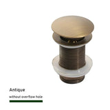 FlowLux Solid Brass Pop-Up Bathroom Sink Drain – Push-Down Stopper with Overflow Option (2.6” Universal Fit)