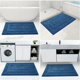 Velveteen Microfiber Bathroom Mat Double Frame Premium – Non Slip Absorbent Rug | Soft Comfort | Quick Dry Floor Mat