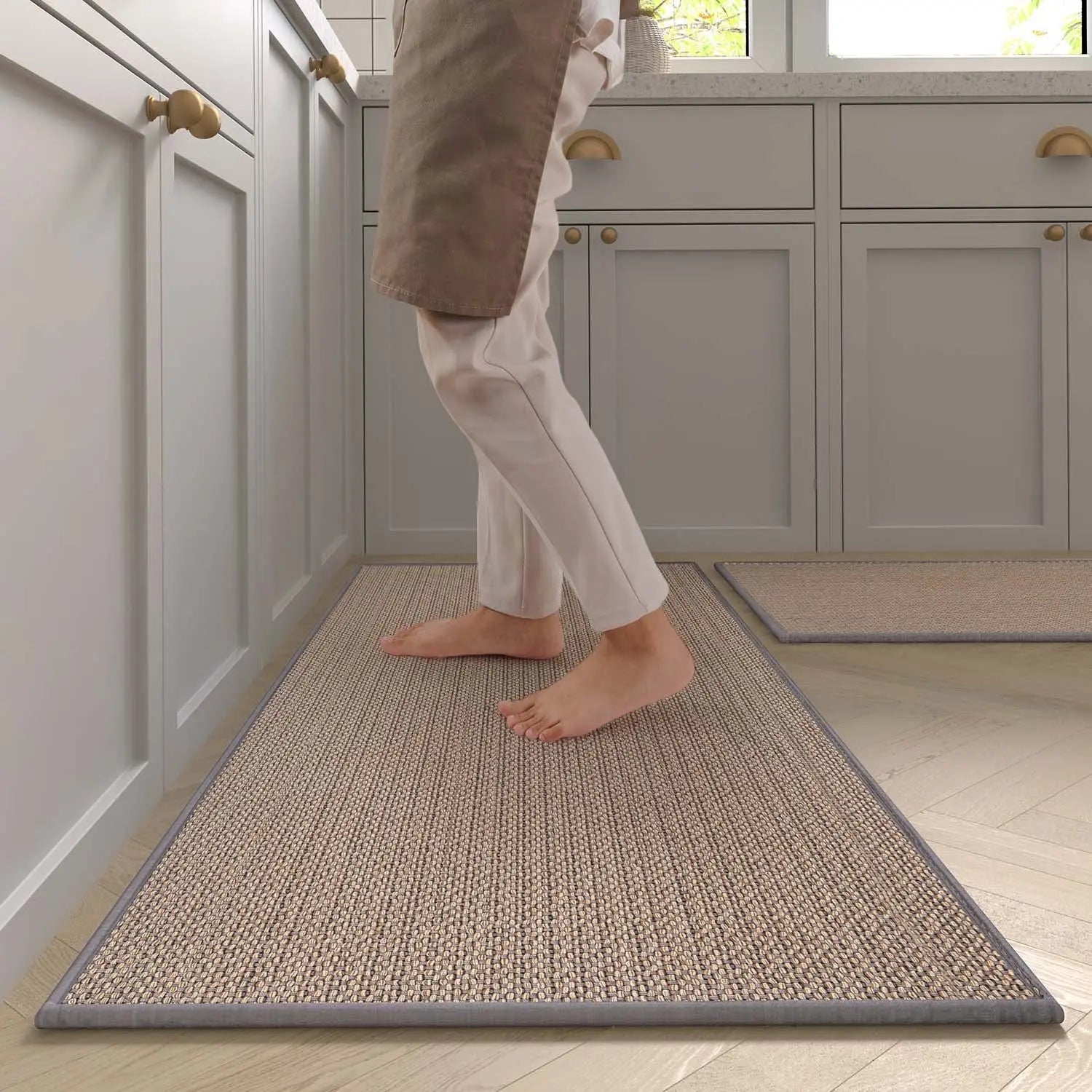 KüchLoom Washable Non-Slip Kitchen Runner – Faux Sisal Look with Natural Rubber Backing