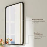 Modern Black Metal Frame Bathroom Wall Mirror – 24 x 32 Inches, Vertical or Horizontal Mount