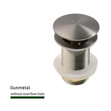 FlowLux Solid Brass Pop-Up Bathroom Sink Drain – Push-Down Stopper with Overflow Option (2.6” Universal Fit)