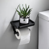 ShelfRoll Aluminum Toilet Paper Holder with Phone Shelf – Wall-Mounted Bathroom Organizer