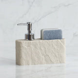 StoneTouch Luxe 2-in-1 Soap Dispenser with Sponge Holder – Modern Stone-Look Kitchen & Bathroom Sink Organizer