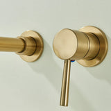 Quyanre Wall Mounted Basin Faucet Brushed Gold – Concealed Mixer Tap | 360° Rotating Spout | Single Handle Bathroom Fixture
