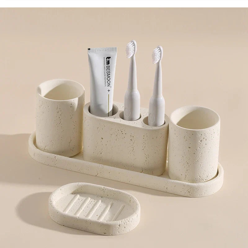 ZenTerra Wabi-Sabi Bathroom Set – European Natural Stone Accessories for Home & Hotel