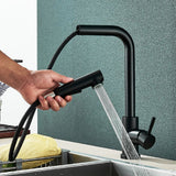 FlexiJet Black Pull-Out Kitchen Faucet – 360° Swivel, Dual Spray, Matte Black Stainless Steel