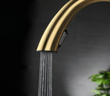 Pull-Out Kitchen Faucet in Brushed Gold Stainless Steel – Modern Sink Mixer for Hot and Cold Water
