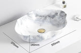 MarbleLuxe Ovalis Vessel Sink – Marble Pattern Ceramic Countertop Bathroom Basin | Modern Luxury 12L