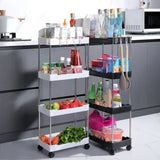 SlimSlide SpaceSaver 4-Tier Rolling Storage Cart – Ultra-Slim Mobile Organizer for Bathroom, Kitchen & Small Spaces