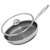 ChefMaster – Stainless Steel Nonstick Frying Pan with Honeycomb Surface & Glass Lid