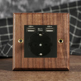 RetroLux Black Walnut Toggle Wall Switch – 1–4 Gang with Brass Lever & Optional USB