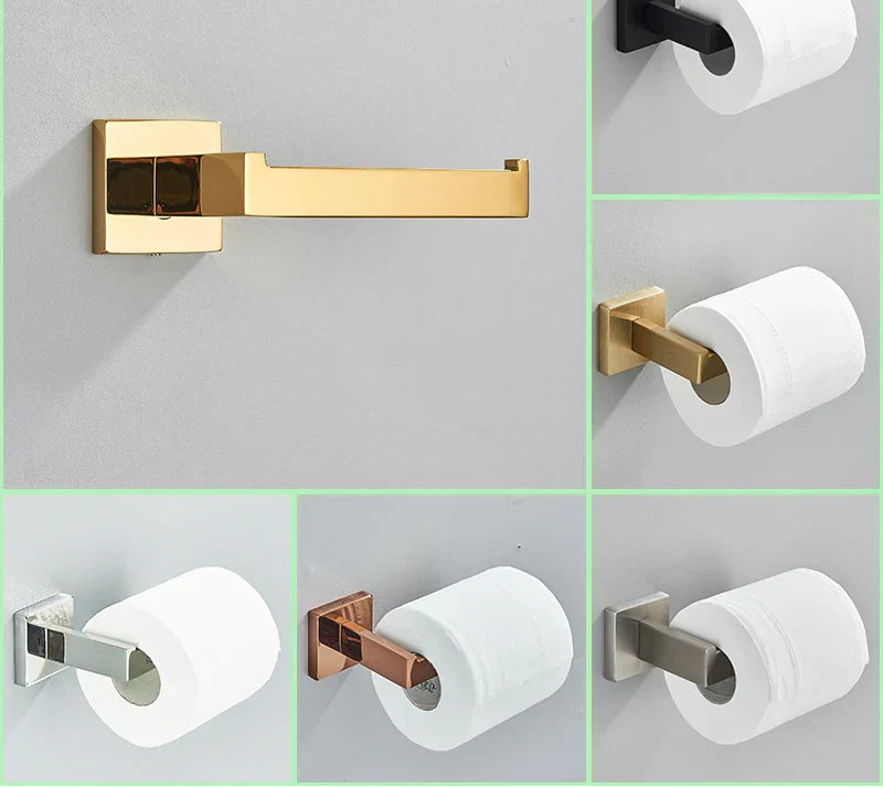 AurevaSteel 304 Stainless Gold Toilet Paper Holder – Luxury Rustproof Bathroom Wall Mount Tissue Roll Dispenser