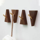 TriLuxe Triangular Wall Hook – Brass & Solid Wood | Key Holder, Coat Hook & Wall Decor
