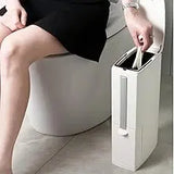 SlimPure 3-in-1 Ultra-Slim Trash Can – 4.4” Narrow Bathroom Waste Bin with Lid