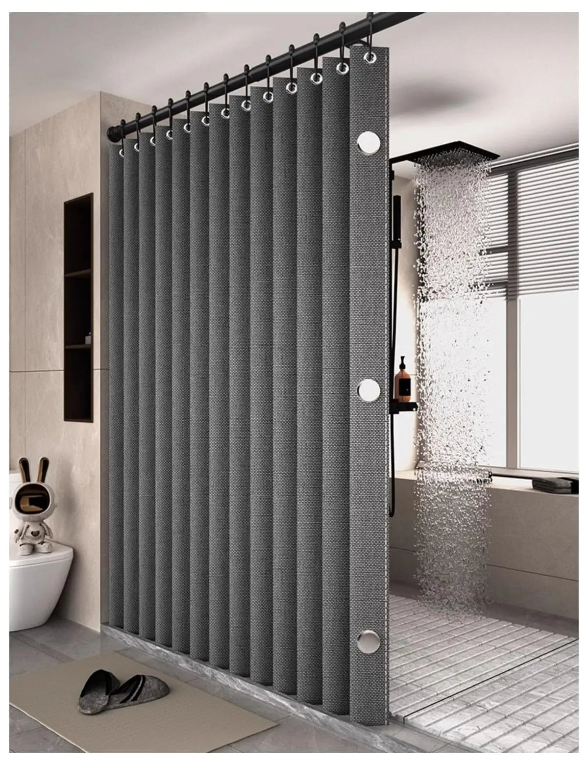 MagnaFold Foldable Magnetic Shower Curtain – Waterproof Curtain for Walk-In Showers