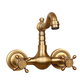RegalWall Antique Brass Wall-Mount RegalWall Antique Brass Wall-Mount Faucet – Hot & Cold Water Mixer for Kitchen & Bathroom