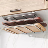 Under Cabinet Stainless Steel Cutting Board Holder Premium – Hanging Kitchen Organizer | Space Saving Storage Rack | Durable Metal Design