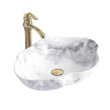 MarbleLuxe Ovalis Vessel Sink – Marble Pattern Ceramic Countertop Bathroom Basin | Modern Luxury 12L