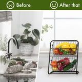 StackEase – Double-Tier Metal Fruit Basket & Removable Storage Rack